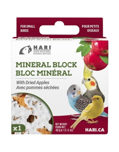 HARI Dried Apple Mineral Block for Small Birds - 1.4 oz